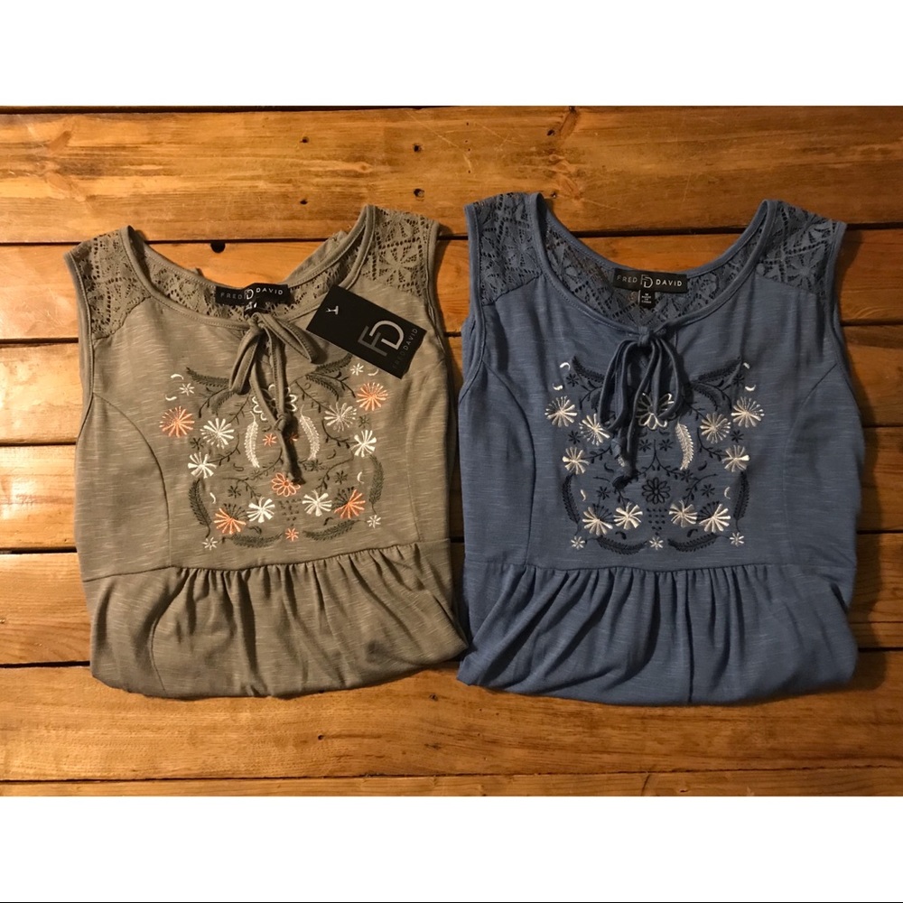 2 Fred David Sleeveless Tops